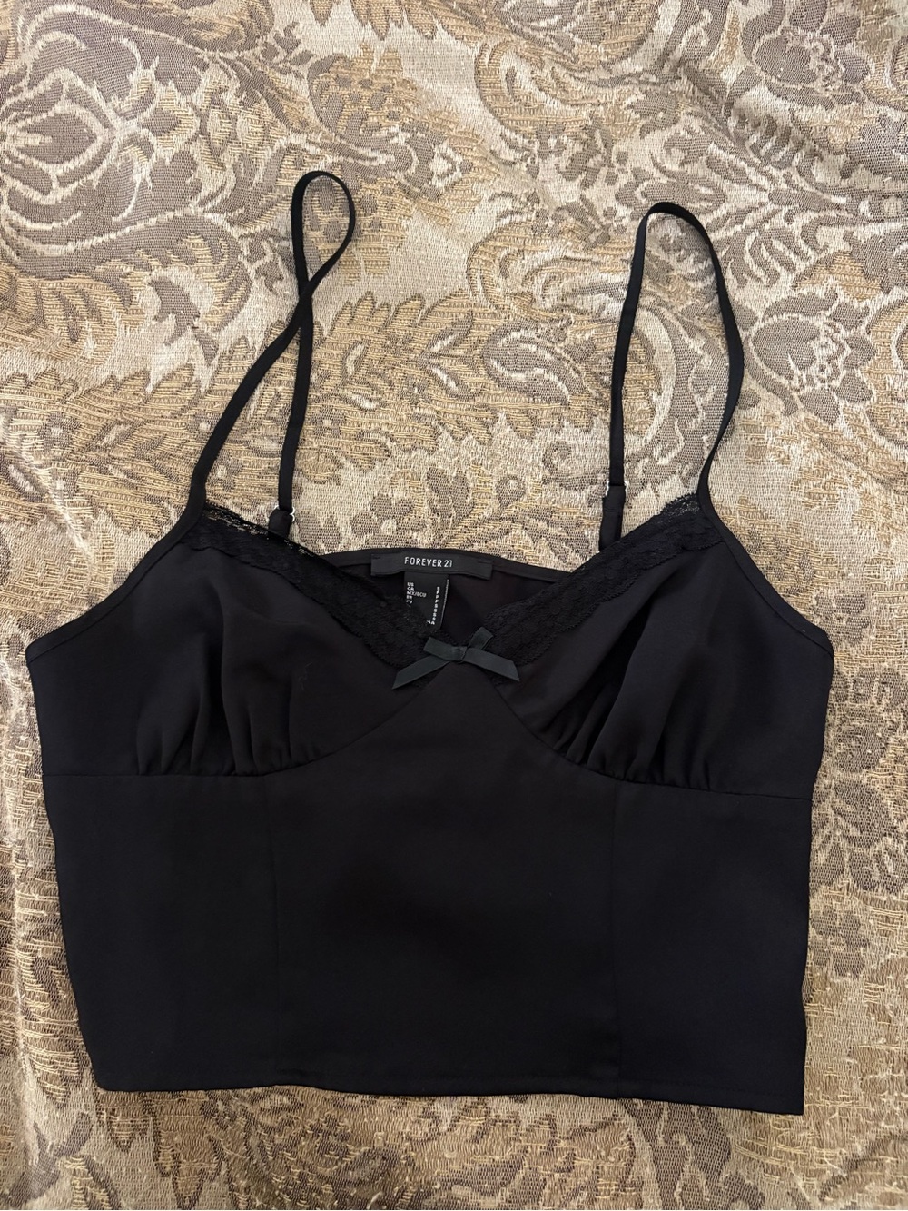Forever 21 black lace trim tank top Size S